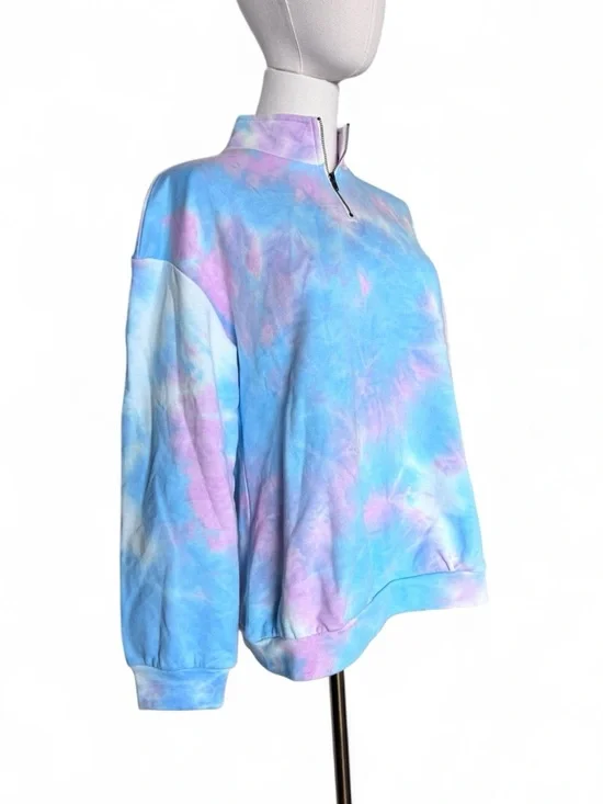 Pastel Tie-Dye Cotton Quarter-Zip Pullover  Size Small - Picture 4 of 9